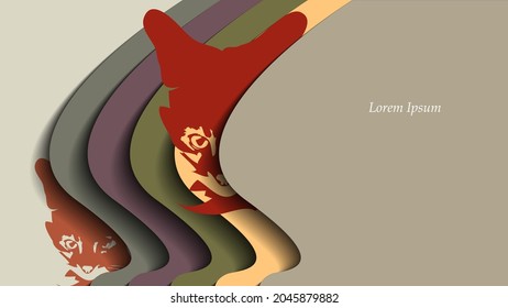 Los gatos bengalíes ocultos sombrean sobre los fondos de capas curvadas. Marca de colores barrocos.