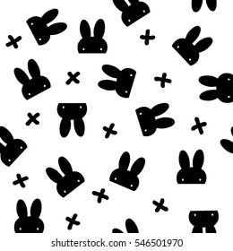 Hidden black rabbit with cross pattern on white background