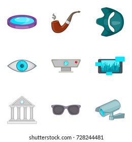 Hidden camera icons set. Cartoon set of 9 hidden camera vector icons for web isolated on white background