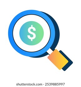 Hidden Cost Icon – A Magnifying Glass Focusing on a Dollar Sign, Suggesting Discovery of Concealed Expenses