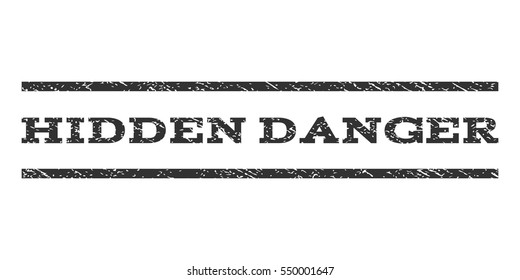 Hidden Danger watermark stamp. Text tag between horizontal parallel lines with grunge design style. Rubber seal gray stamp with dirty texture. Vector ink imprint on a white background.