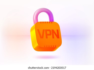 Hidden data by VPN service. 3D vector illustration