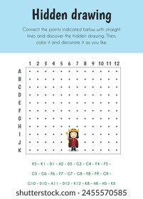 Hidden drawing Educational Sheet. Primary module for Spacial Understanding. 5-6 years old. Educational Sheets Series