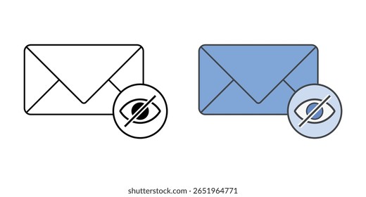 Hidden email icon with envelope and hidden eye symbol, ideal for private communication, secure email access, and digital message privacy illustrations.