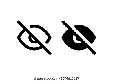 Hidden Eye Icons in Outline and Solid Vector.