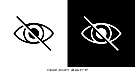 Hidden eye, sensitive content icon. Invisible, hide, private sign symbol