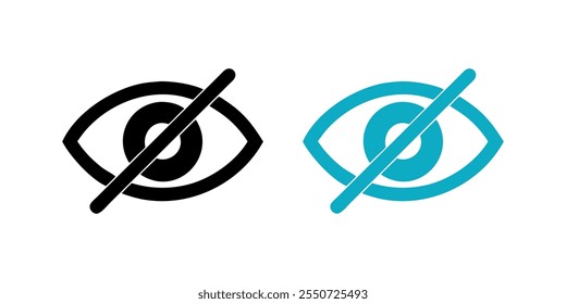 Hidden Eye Symbol Design, modern vector illustration of an invisible eye, privacy mode symbol, eye with slash icon, hidden content symbol design on a white background.