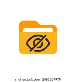 hidden folder icon on white, flat vector design