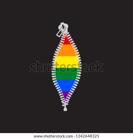 hidden Gay pride - Opened zipper revealing LGBTQ flag
