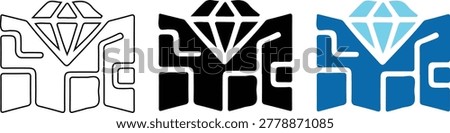 Hidden Gem Destination icon set. Secret travel spot symbol. Tourism discovery vector illustration. Unique landmark adventure concept.