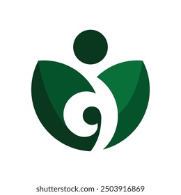 hidden gymnast between two leaves logo vector