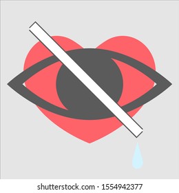 A hidden heart for users of a social network. No likes. Vector illustration of a heart icon hidden from users.