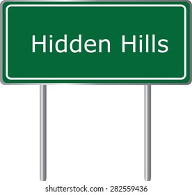 Hidden Hills , California, Road Sign Green Vector Illustration, Road Table, USA City