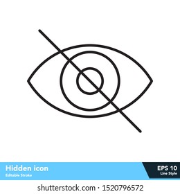 Hidden icon in line style, with editable stroke eps 10
