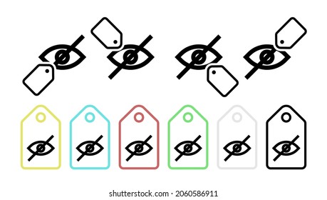Hidden invisible vector icon in tag set illustration for ui and ux, website or mobile application