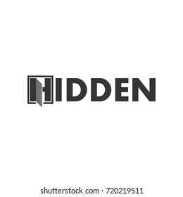 HIDDEN letter with door logo design vector