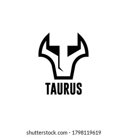 hidden letter  t in taurus head logo vector