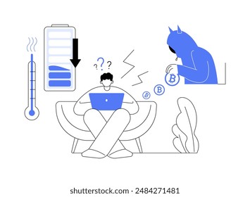 Hidden mining abstract concept vector illustration. Cryptojacking cybercrime idea, hacker attack, blockchain technology, hidden mining problem, theft of cryptocurrency abstract metaphor.