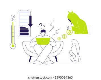 Hidden mining abstract concept vector illustration. Cryptojacking cybercrime idea, hacker attack, blockchain technology, hidden mining problem, theft of cryptocurrency abstract metaphor.