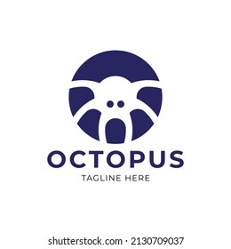 hidden octopus in circle logo vector