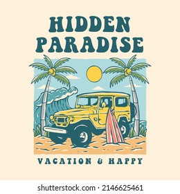 Hidden Paradise Beach Illustration Design