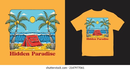 Hidden Paradise Illustration Tshirt Design