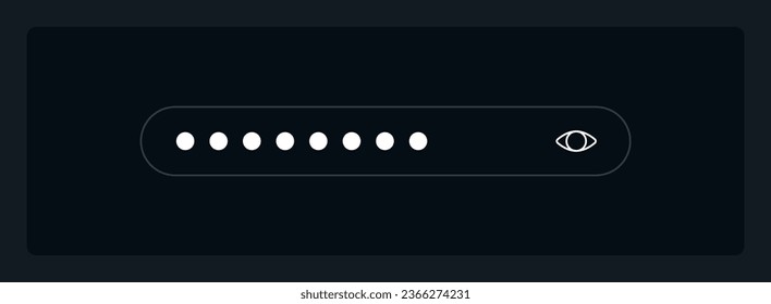 Hidden password UI element template. Editable isolated vector dashboard component. Flat user interface. Visual data presentation. Web design widget for mobile application with dark theme