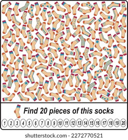 hidden picture : find 20 pieces socks