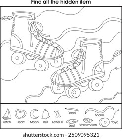 Hidden picture for kids : roller skate