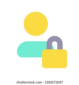 Icono de Ui de color plano de contacto privado oculto. Perfil de usuario bajo privacidad. Administración de contactos telefónicos. Elemento simple relleno para la aplicación móvil. Pictograma sólido colorido. Ilustración RGB aislada por vectores