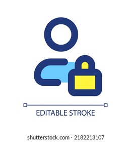 Hidden private contact pixel perfect RGB color ui icon. Profile under privacy. Simple filled line element. GUI, UX design for mobile app. Vector isolated pictogram. Editable stroke. Arial font used