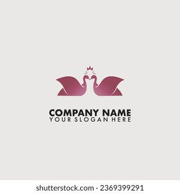 Hidden Queen swan Logo vector template on isolated background.