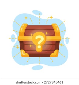 Hidden reward concept illustration featuring a mystery treasure chest flat design vector empty state ui element
