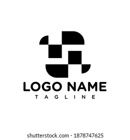 Hidden S Letter Digital Logo. Black Digital Square Logo. Vector Template