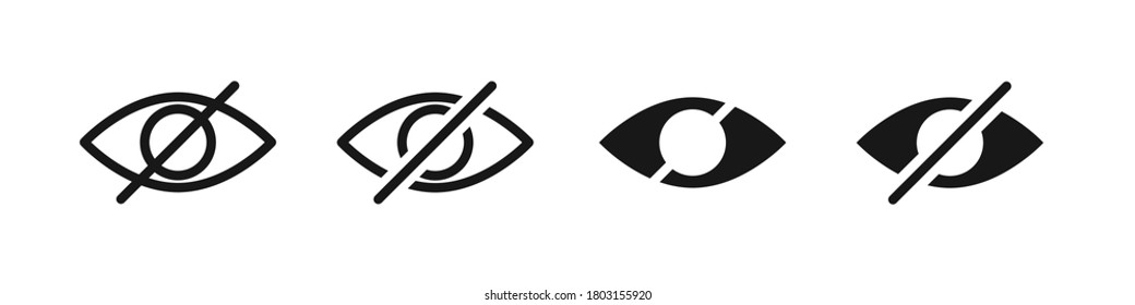 Hidden from sight, hide view graphic vector flat icon collection, set of invisible symbol illustration