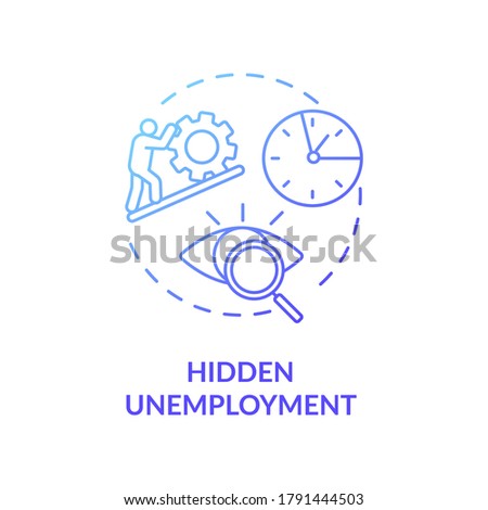Hidden unemployment blue gradient concept icon. Labour force problem. Social issue. Covered statistic for unemployed idea thin line illustration. Vector isolated outline RGB color drawing