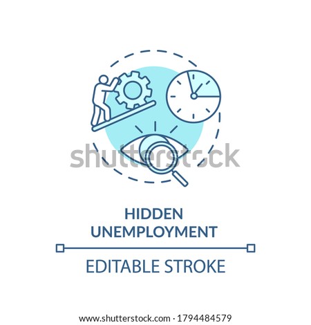 Hidden unemployment turquoise concept icon. Labour force problem. Social issue. Covered statistic for unemployed idea thin line illustration. Vector isolated outline RGB color drawing. Editable stroke