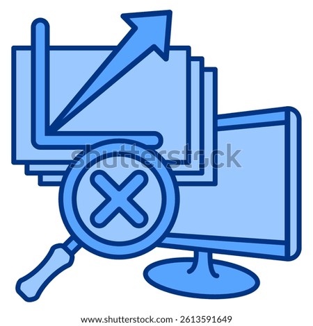 Hidden Variables icon represented by chart variable, magnifying glass Blue style.