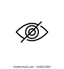 Hidden vector icon on white background, hidden icon symbol sign in outline, lineart style isolated on white background