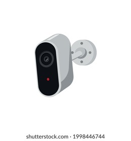 Hidden video surveillance cctv camera, flat vector illustration isolated on white background. Security surveillance observation camera for public and private facility.