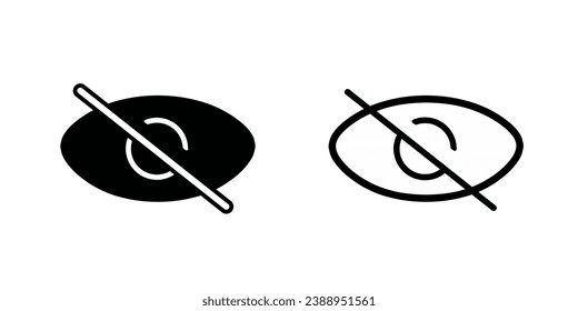 Hidden from view eye crossed icon symbol. Vector illustration.