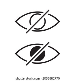 hidden from view eye crossed line art vector icon for websites