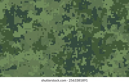 Hidden virtual background shirt. Camo retro vector rough. Foliage battle simplicity swatch. Disguise green contemporary pixelated.