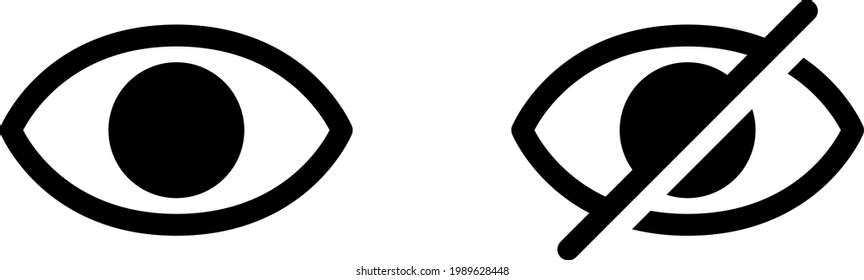 Hidden And Visible Eye Icon Set