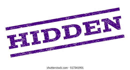 Hidden watermark stamp. Text caption between parallel lines with grunge design style. Rubber seal stamp with unclean texture. Vector indigo blue color ink imprint on a white background.