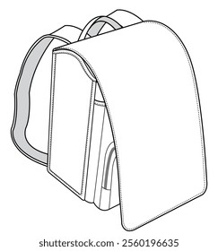 Hidden zipper backpack flat sketch vector illustration technical cad drawing template