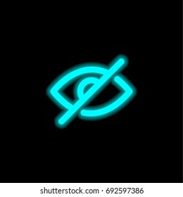 Hide blue glowing neon ui ux icon. Glowing sign logo vector