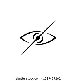Hide icon eye. Hidden symbol. Invisible icon. Off. Unseen sign. Crossed, disabled eye. No view. Blind icon. Can not see. Hidden visibility