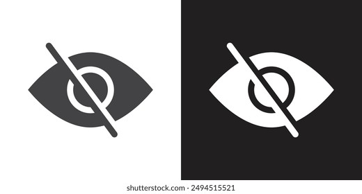 Hide icon Flat set in black and white color outline vector