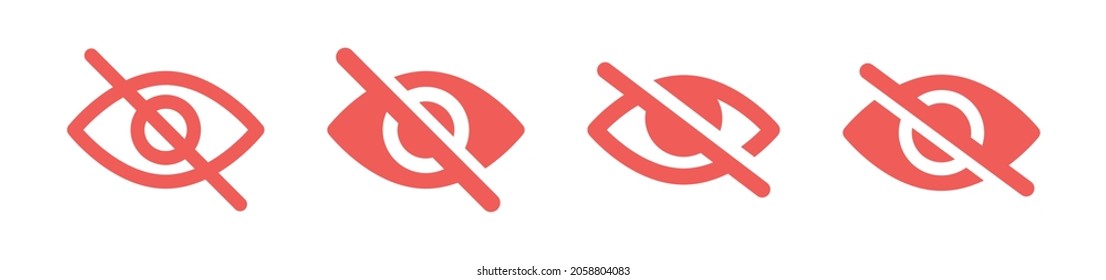 Hide icon, incognito icon, Hidden from view eye crossed  symbol vector illustration.